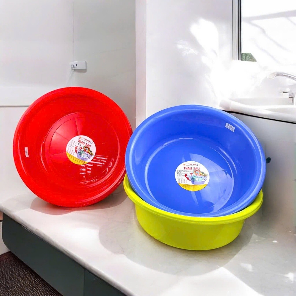 Thau Nhựa Nhiều Size Vinh Nam Plastic Thau Chậu Nhựa PP Bền Đẹp Đa Màu Đa Năng Mã 2T8 5T0 5T5 6T0