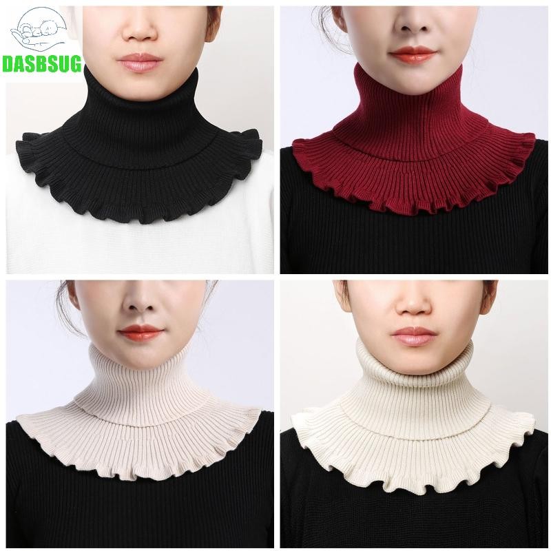 Dasbsug Mùa Đông Chống Gió Gân Đan Giả Cổ Áo Len Cổ Cao Cổ Dickey Khăn