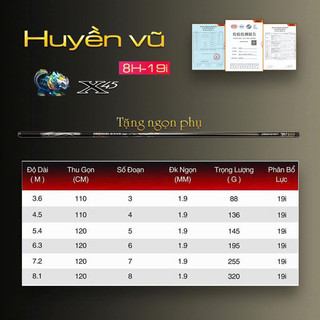 Cần Câu Đài Huyền Vũ 8H 19i Bản Nâng Cấp Chuyên Săn Hàng