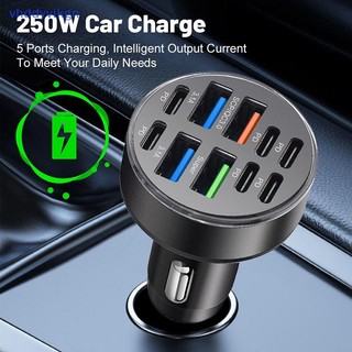 Bộ sạc điện thoại ô tô Vhd 10 cổng USB Type-C cho xe tải Bộ chuyển đổi nguồn USB-C cho Huawei VN