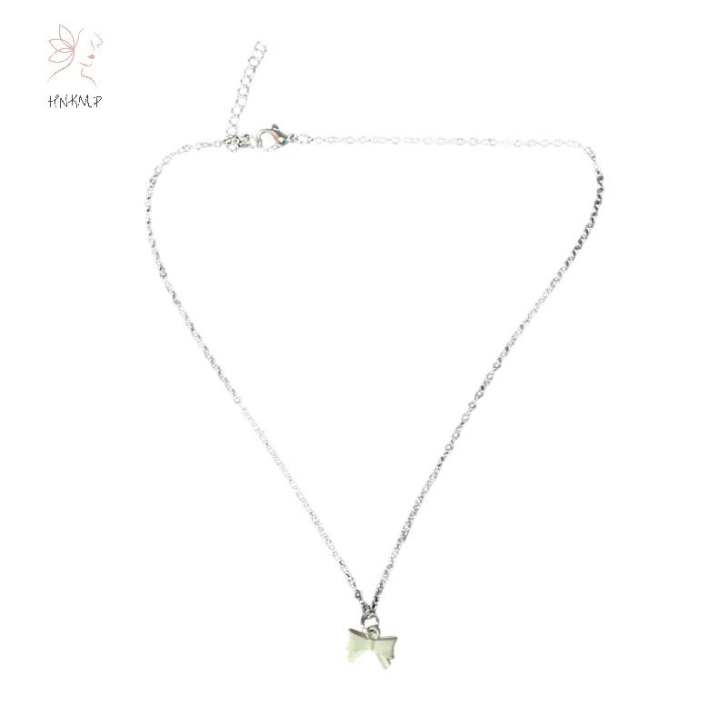 Hnkmp Màu Bạc Nơ Mịn Mặt Dây Chuyền Vòng Cổ Nữ Cổ Dây Xích Cổ Tối Giản Quà Tặng Sinh Nhật Ánh Sáng Trang Sức Sang Trọng.