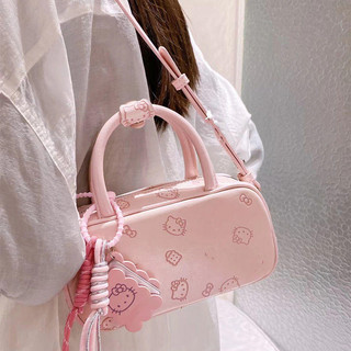 2025 Phong cách mới HelloKitty Girl Heart Pink Tender Túi xách đeo vai Messenger
