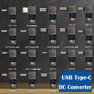 Bộ chuyển đổi WEAVELYF Type-C sang DC, Màn hình kỹ thuật số thông minh Bộ chuyển đổi USB-C sang DC, Đầu nối nguồn máy tính xách tay đa năng sạc nhanh PD 100W cho / / Dell