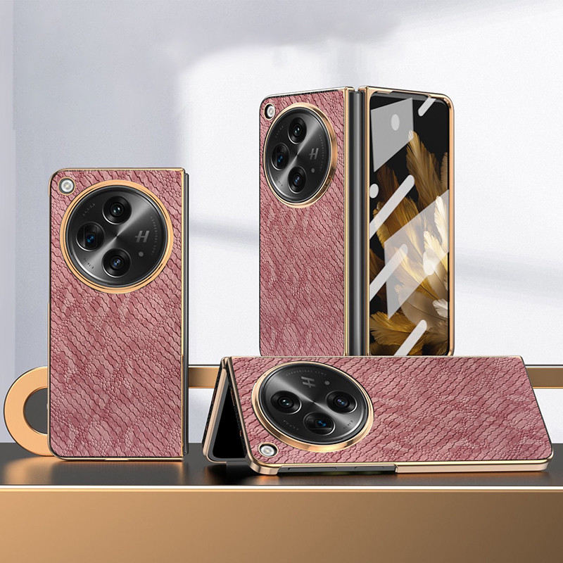 Ốp YJD Cho OPPO Find N3 Flip N2 Flip Cổ Điển Họa Tiết Rắn Da Mạ Điện Cạnh Chống Rơi Vỏ Điện Thoại