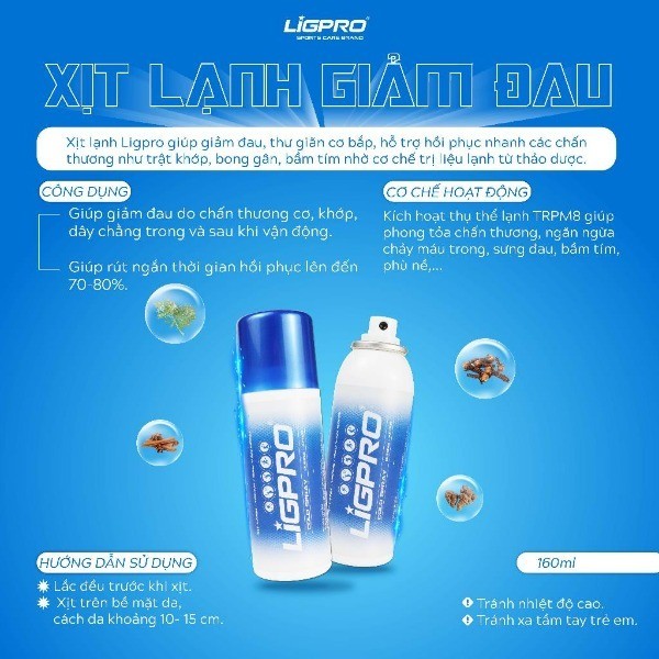 Combo Xịt lạnh giảm đau, Xịt nóng khởi động nhanh LIGPRO chiết xuất từ thiên nhiên 160ML thethaochinhhang