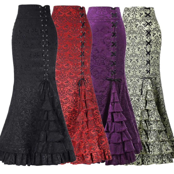 Váy đuôi cá Gothic dành cho nữ, Váy Bodycon Jacquard cổ điển cho bữa tiệc, Váy Bodycon sang trọng thông thường