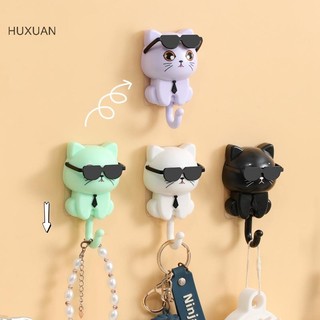 Huxuan Hoạt Hình Móc Tự Dính Ký Túc Xá Phòng Ngủ Móc Treo Cửa Ô Khăn Nón Áo Treo Tường Giá Trang Trí Động Vật Giá RFT
