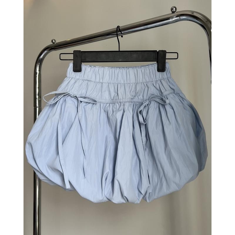 Chân váy nữ xòe đính nơ chất gió nhăn kèm lót trong lưng chun cạp cao nhiều màu basic dễ phối đồ-CV06