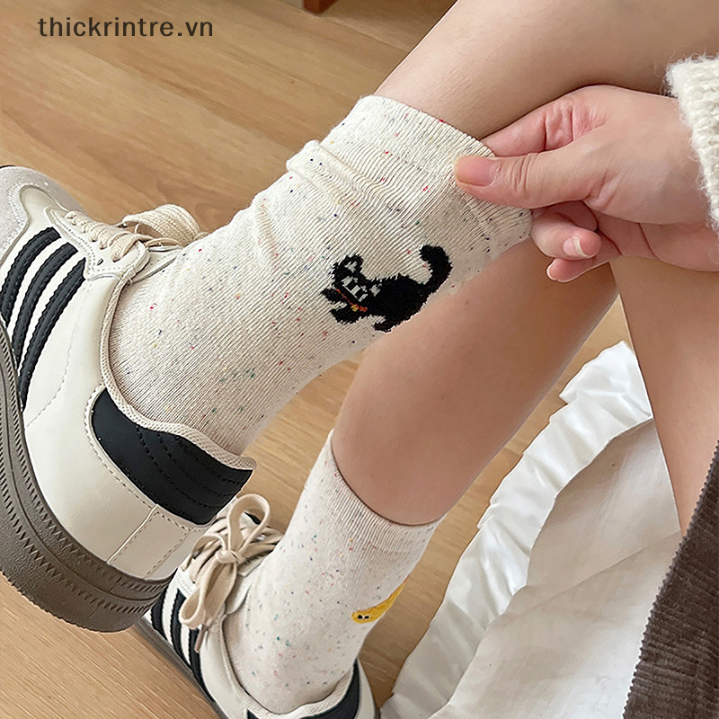 THI Hoạt Hình Nhật Bản Động Vật AB Interesg Minh Họa Cá Tính Thiết Kế Nam Nữ Ý Tưởng Sợi Cotton Giữa Ống Tất VN