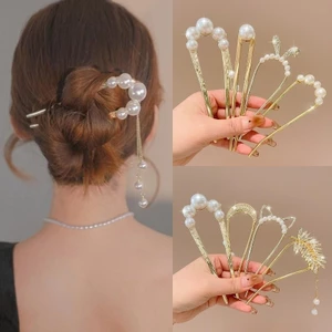 Thời Trang Hàn Quốc Phong Cách Mới Quả Bóng Đẹp Tóc Hiện Vật Ngọc Trai Kim Loại Hình Chữ U Pin