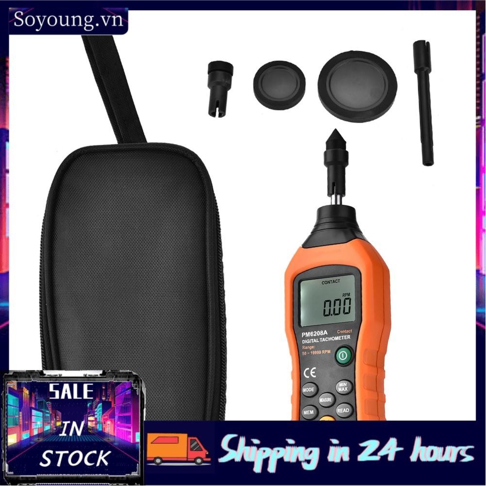 Digital Tachometer Motor Gauge PEAKMETER PM6208A ContactType RPM Speed