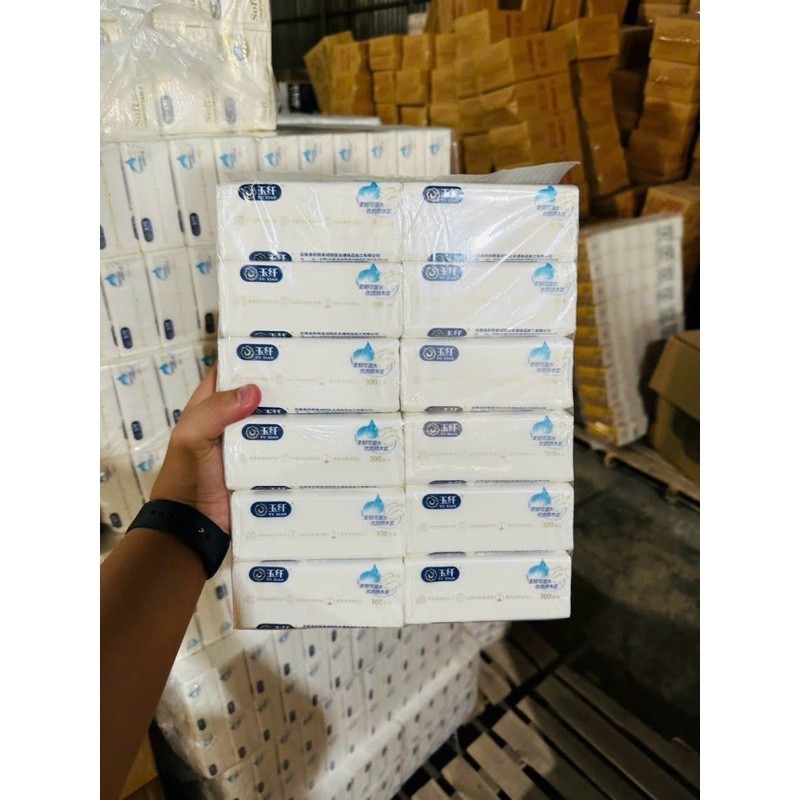 [Hàng Nội Địa] Bịch 12 Gói Giấy Rút Soft 300 Tờ Siêu Dai Không Mủn