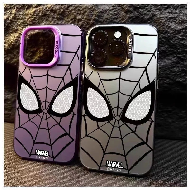 Vỏ Tương Thích Cho IPhone 15 14 13 12 11 Pro Max XS X XR 8 7 Plus Sang Trọng Người Nhện Mờ Mặt Sau Cứng Chống Sốc