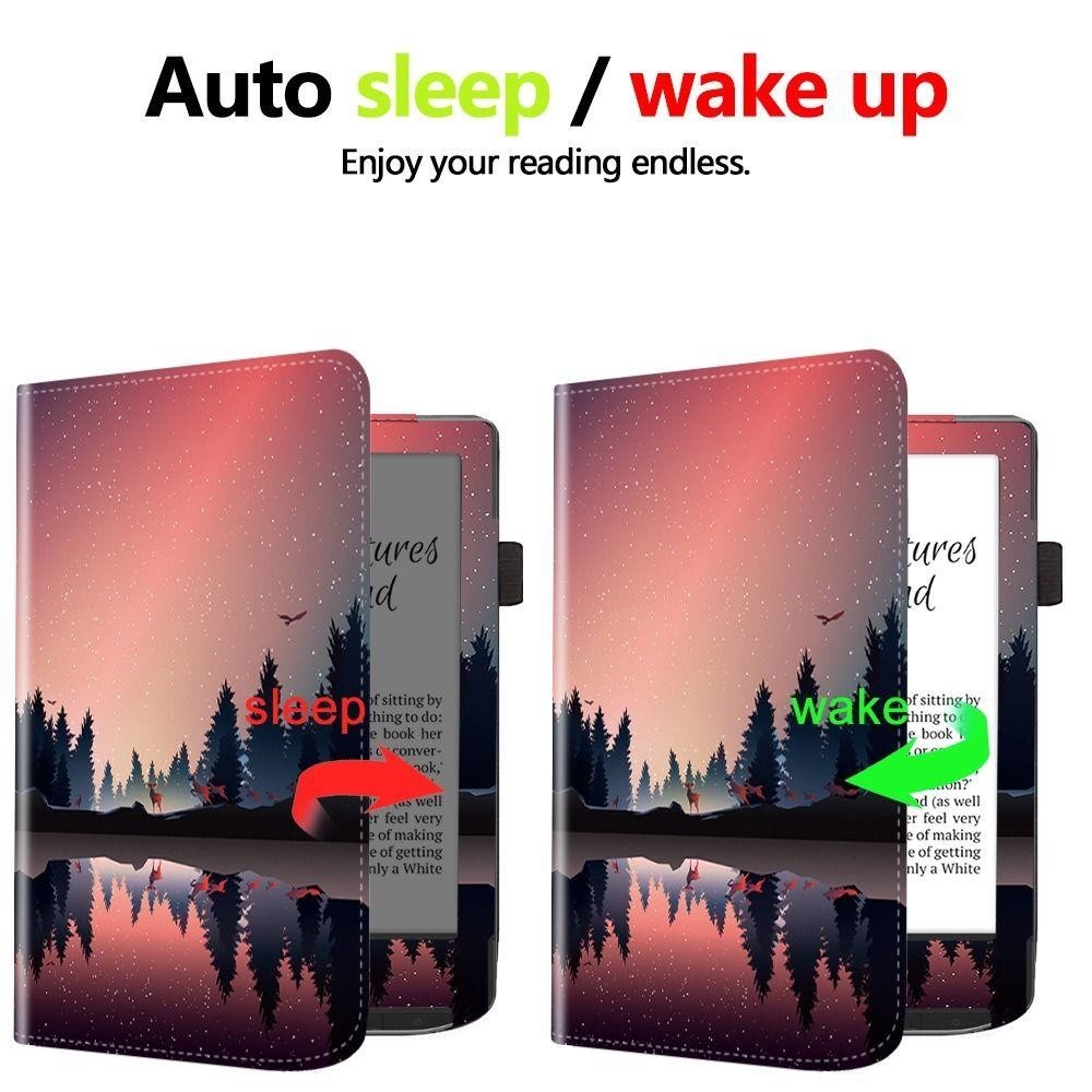 YRBWD eReader Cover, Chân đế 6 inch Thông minh, Chống sốc Tự động ngủ / Đánh thức bằng dây đeo tay PB629 / 634 Funda cho Pocketbook Verse / Verse