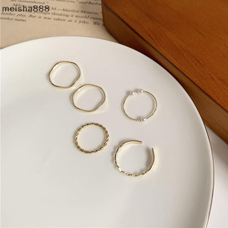 Meisha888 5 Cái / bộ Nhẫn Trang Sức Thời Trang Bộ Kim Loại Rỗng Tròn Mở Nhẫn Nữ Cho Bé Gái Tiệc Nữ Quà Tặng Đám Cưới