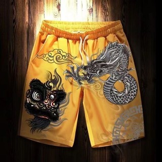 Phong Cách Trung Quốc Thời Trang Quốc Gia Sư Tử Rồng Quần Short In Hình Mùa Hè Slim-Fit Crop Quần Thể Thao Thường Ngày Quà Tặng