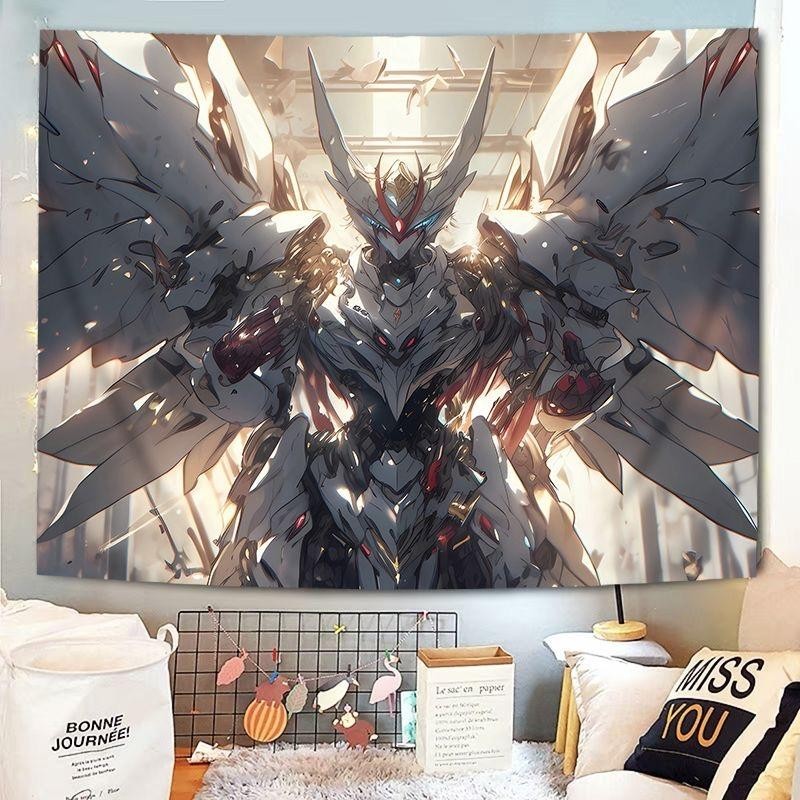Gundam Dynasty Warriors Tấm Thảm Trang Trí Vải Treo Anime Nhật Bản Phòng Ngủ Bé Trai Trang Trí Tường Với Đèn LED Tùy Chọn Nhiều Kích Cỡ