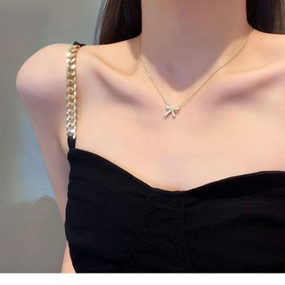 [Hàng chính hãng] Dây Chuyền Bạc Nữ Cao Cấp Bow Necklace Silver Sang Trọng, Chính Hãng CDE