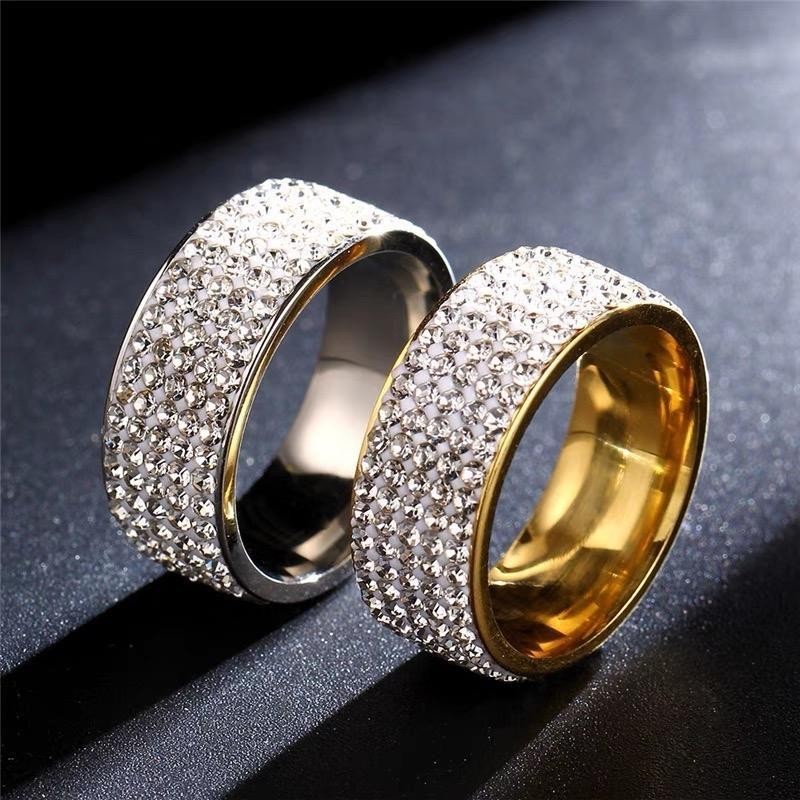 Nhẫn đính đá full hạt cz - chất liệu titan không gỉ - bảo hành 12 tháng