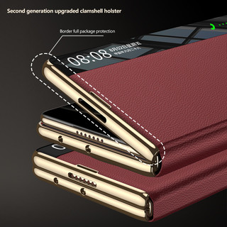 Khung Mạ Ví Da Thật Chính Hãng Ốp Lưng Điện Thoại HUAWEI Mate X6 5G Smart Dormancy View Windows Cover Có Tích Hợp Vòng Từ Tính