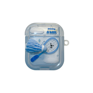 Hộp đựng tai nghe IMD cầu lông màu xanh cho AirPods 4 [2024] AirPods thế hệ thứ 3 4 thứ 5 Apple Bluetooth Tai nghe AirPods Pro2 Pro Vỏ màu xanh trong suốt