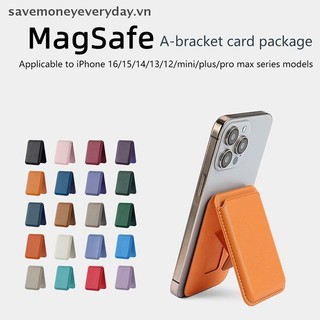 [savemoneyeveryday] Từ tính cho ví da Hộp đựng thẻ cho 16 15 14 13 Pro Max Ẩn giá đỡ điện thoại Hộp đựng thẻ ID ngân hàng [vn]