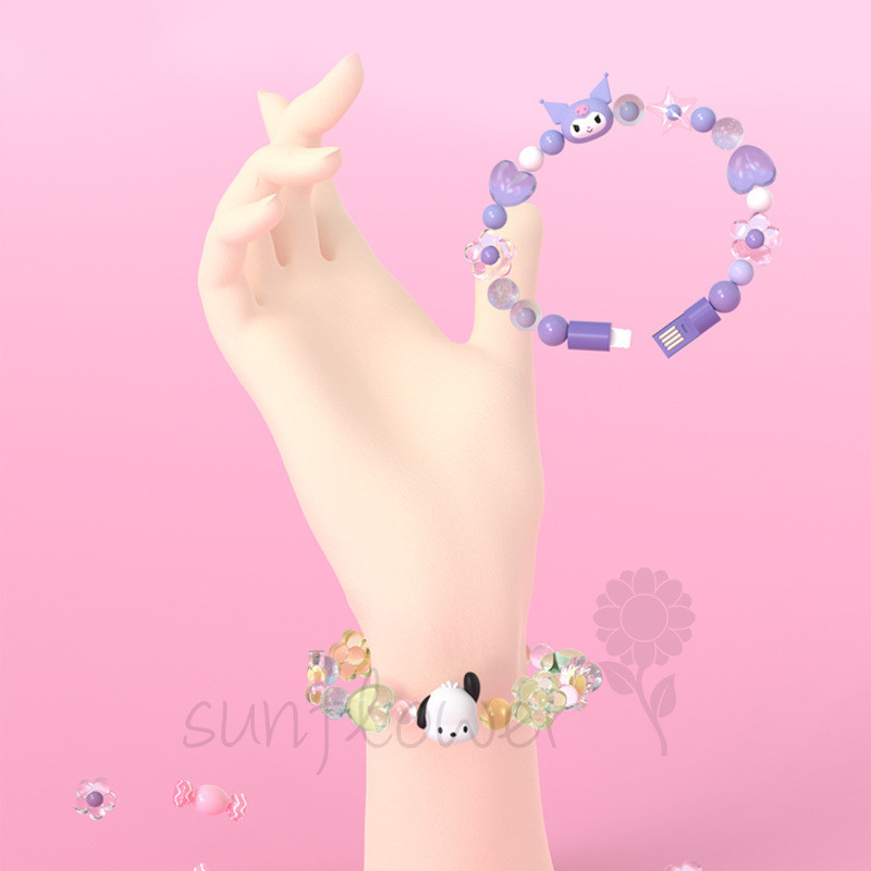 Sanrio Kuromi Cáp Dữ Liệu Vòng Tay Điện Thoại Di Động Sạc Trang Sức Di Động Nhẹ
