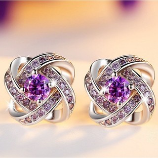 Trang Sức Bông Tai Kim Cương Mosan Bạc S925 Hàn Quốc Hoa Tai Nữ Hình Hoa Bốn Cánh Quà Tặng Cho Nữ S93
