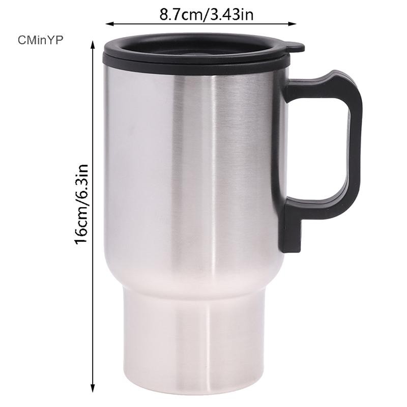 Cminyp 12V 450ml Ấm đun nước ô tô bằng thép không gỉ USB Cốc cà phê sưởi ấm Cốc giữ nhiệt vinh quang