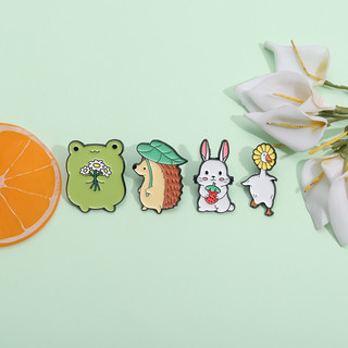 Hoạt Hình Động Vật Men Thổ Cẩm Thỏ Dễ Thương Ếch Vịt Nhím Ba Lô Huy Hiệu Lưu Niệm Huy Hiệu Kim Loại Phụ Kiện Quà Tặng Cho Bạn Bè