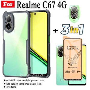 Ốp điện thoại chống sốc 3 trong 1 Realme C67 4G cho Rralme 11 4G 5G Realme 10 C55 C53 C51 Phim mờ gốm + Phim ống kính máy ảnh