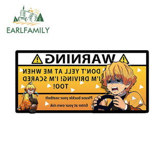 EARLFAMILY 13cm Demon Slayer Agatsuma Zenitsu Dán Xe Ô Tô Bạn Quá Gần Cảnh Báo Lái Xe Đề Can Chống Thấm Nước Nhãn Xe Thời Trang
