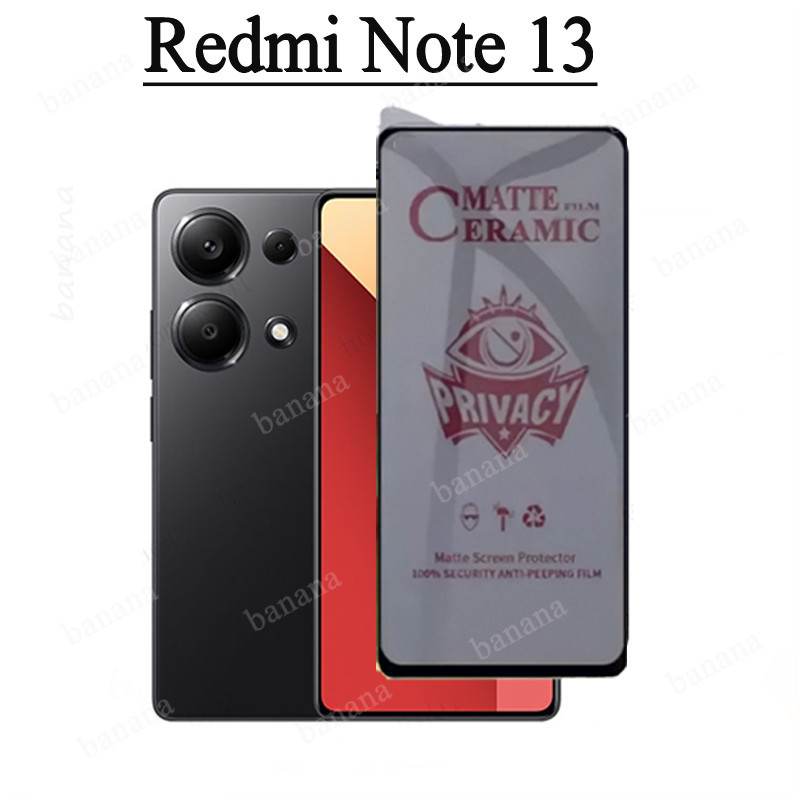 Ốp Điện Thoại Chống Sốc 3 Trong 1 Redmi Note 13 4G Note13 5G Cho Redmi Note 13 Pro 4G 5G Chống Gián Điệp Mềm Gốm Mờ Riêng Tư Kính Cường Lực