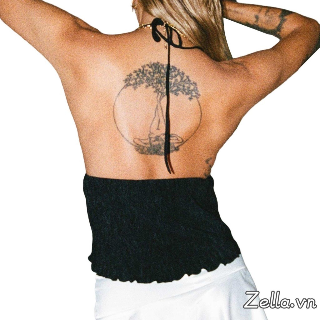 Phụ Nữ Mùa Hè Dây Camisoles Băng Mở Trước Lưng Không Tay Màu Trơn Crop Tops Dạo Phố