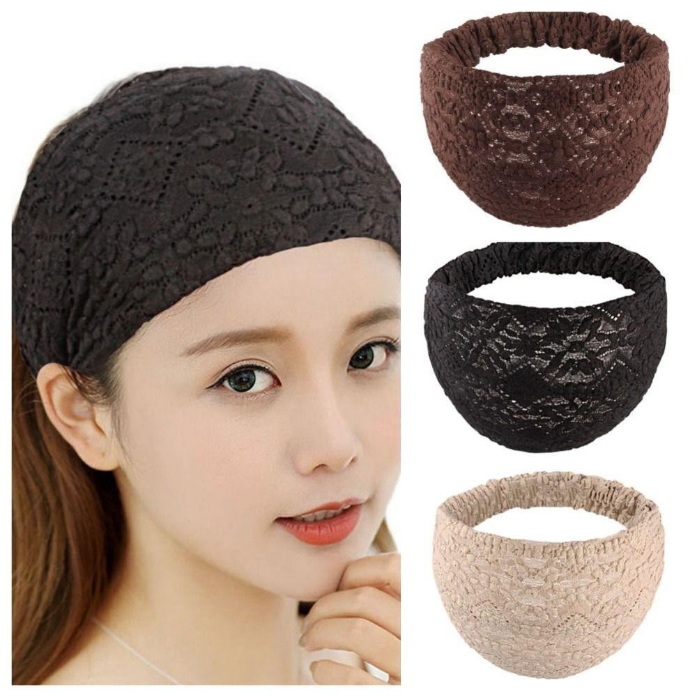 [Vận chuyển nhanh] Vòng buộc tóc nhỏ, Băng đô hoa bên rộng, Băng đô lưới rỗng co giãn ren di động cho bé gái
