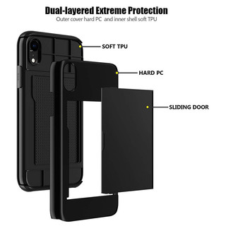 Dành Cho iphone X / Xs Max / XR Ốp Lưng Ví Đựng Thẻ ID Khe Cắm Cửa Trượt Túi Ẩn Chống Trầy Xước Hai Lớp Bảo Vệ Vỏ Cứng TPU Ốp Lưng
