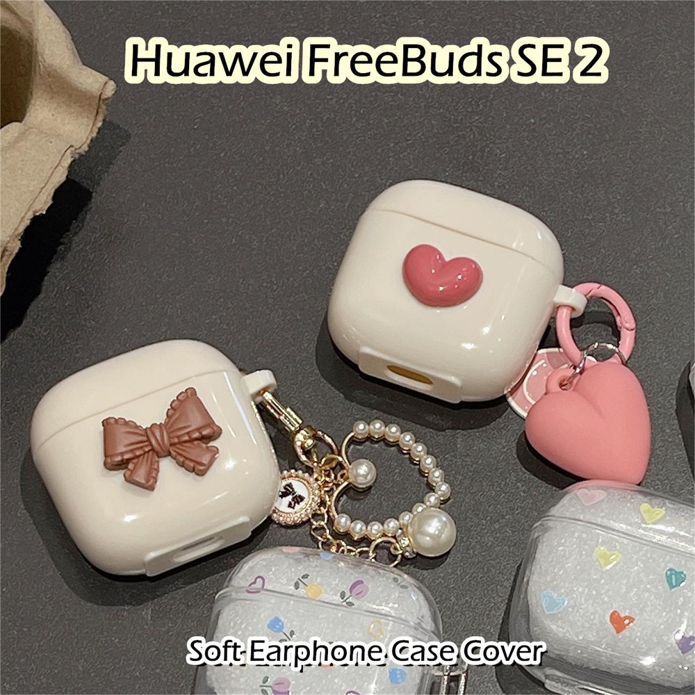 [Ngôi sao tương lai] Dành cho Ốp lưng Huawei FreeBuds SE 2 Trang trí lập thể Màu hồng Trái tim tình yêu Vỏ tai nghe silicon mềm