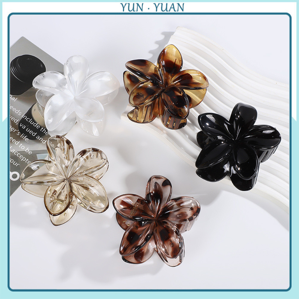 [Yunyuan] Kẹp tóc hoa sứ năm cánh mờ đơn giản dành cho nữ ở mặt sau đầu Kẹp tóc cá mập Phụ kiện tóc