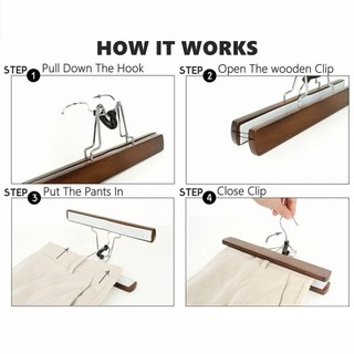 NOOKSTORY Giá Váy Mặt Ngựa, Móc Treo Quần Áo Gỗ Màu Retro, Bảo Quản Chống Trơn Trượt 1 Móc Quần Hanfu
