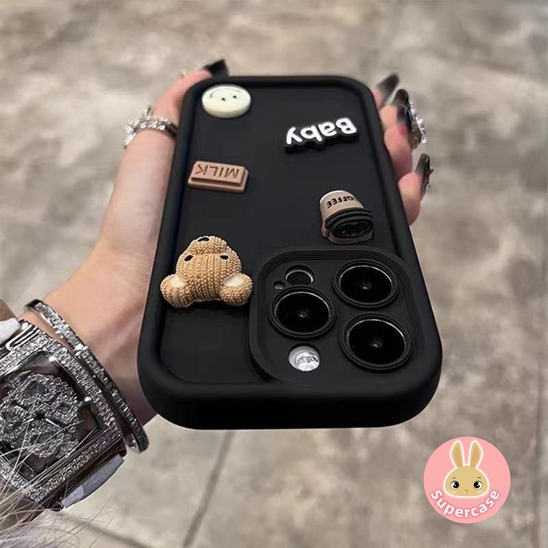 Ốp Điện Thoại Gấu Cười Dễ Thương Cho Redmi 15 15C 15R Note 15 14 14S Pro Plus Turbo 4 3 K80 Pro Ultra A5 5G 4G Vỏ Mềm 3D Cà Phê Vỏ Điện Thoại Chống Sốc