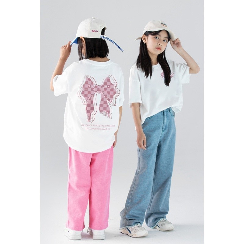 Áo thun thời trang Emily Butterfly 2024 Áo thun bé gái mới 2-12 tuổi