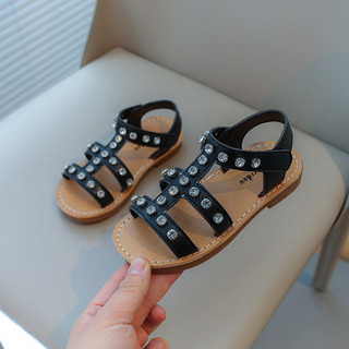 Bán Hàng Nữ Sandal Pha Lê Trẻ Em Lấp Lánh Kim Cương Giả Mùa Hè Dép Cổ Điển Trẻ Em Đi Biển Giày Công Chúa Mềm Mại