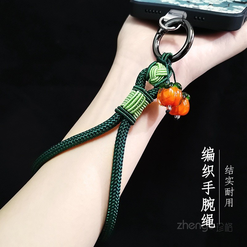 Phụ kiện điện thoại di động Hồng Ruyi Nút thắt hòa bình Mặt dây chuyền Điện thoại di động Dây đeo cổ tay phong cách Trung Quốc Nam Nữ Điện thoại di động Dây bện Phụ kiện điện thoại di động ngắn