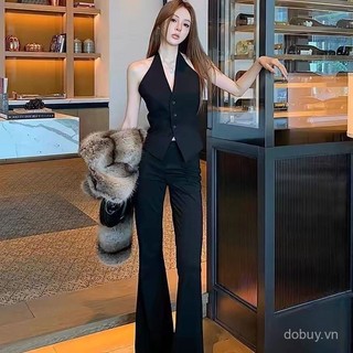Áo vest nữ kiểu halter 2025 mùa xuân hè và thu mới thiết kế hàng đầu cảm giác niche áo gile không tay