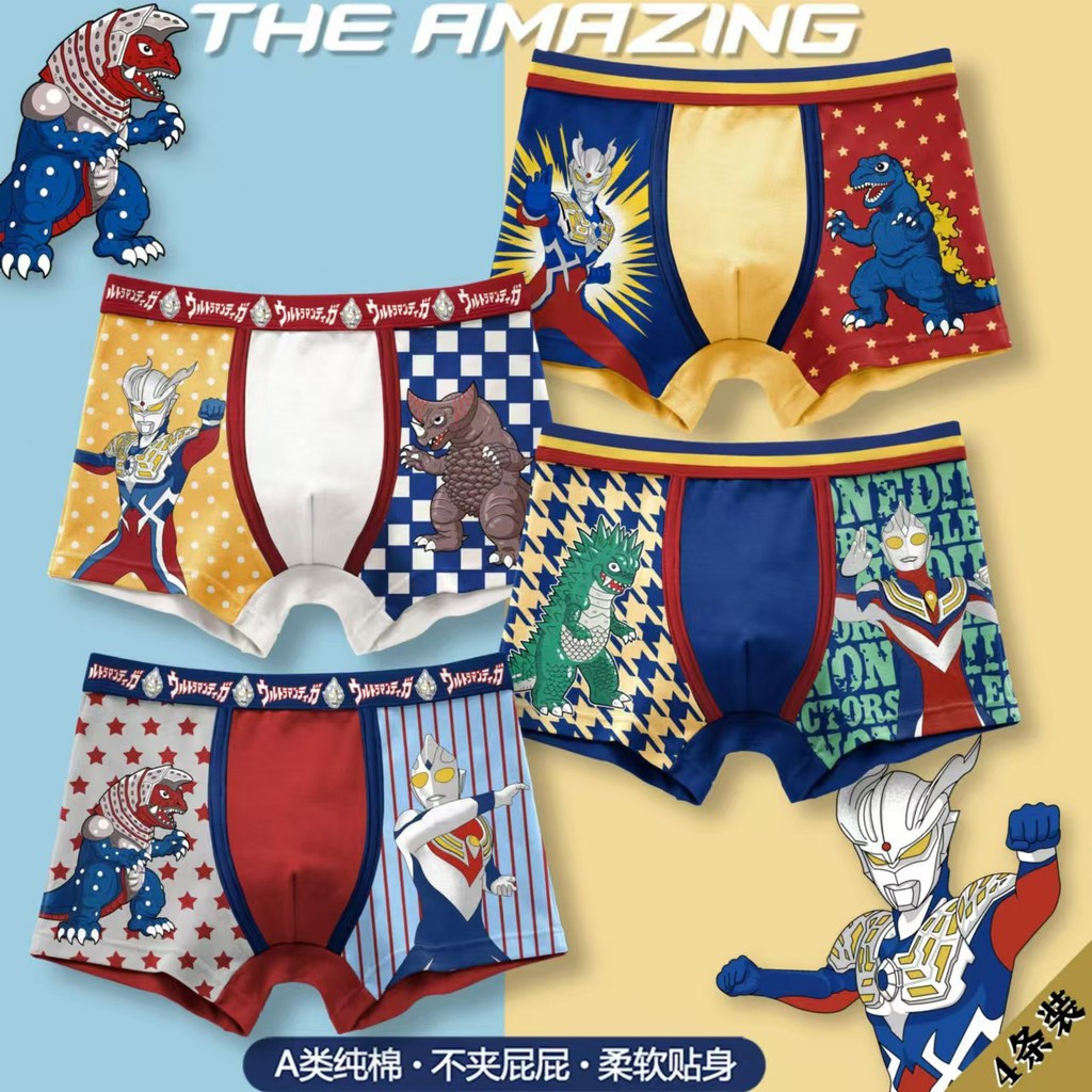 Lớp Một Cotton Nguyên Chất Bé Trai Quần Lót In Hình Hoạt Hình Boxer Quần Short Nhỏ Vừa Lớn Trẻ Em Thoáng Khí Quần Lót Trẻ Em