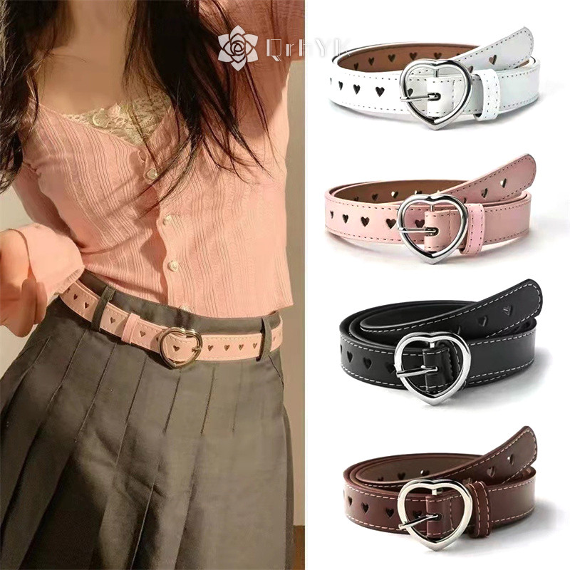 Thắt lưng da khóa trái tim rỗng cổ điển thời trang mới dành cho nữ