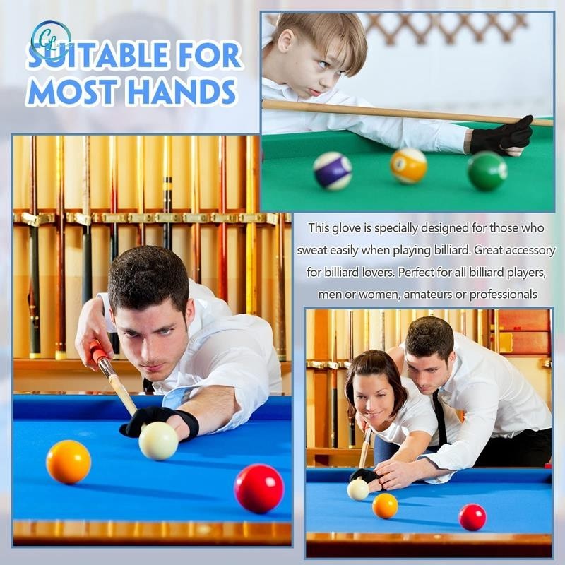 20 Chiếc Găng Tay Bi-a Thoáng Khí Snooker Trái Phải 3 Ngón Nữ Nam Phụ Kiện