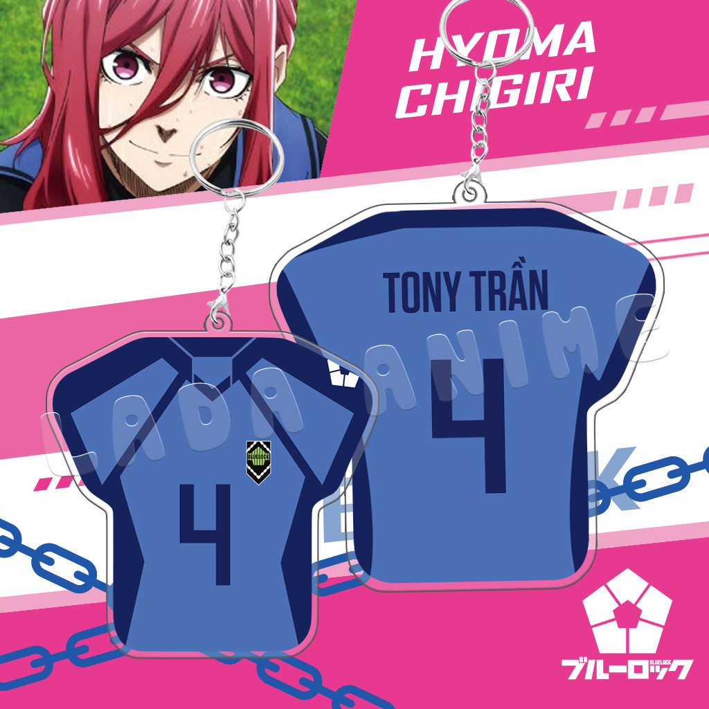 Móc Khóa Acrylic Anime Bóng Đá BLUELOCK Thay Tên Trên Áo Theo Yêu Cầu, Móc Khóa Mica BLUE LOCK In 2 Mặt Lada Anime