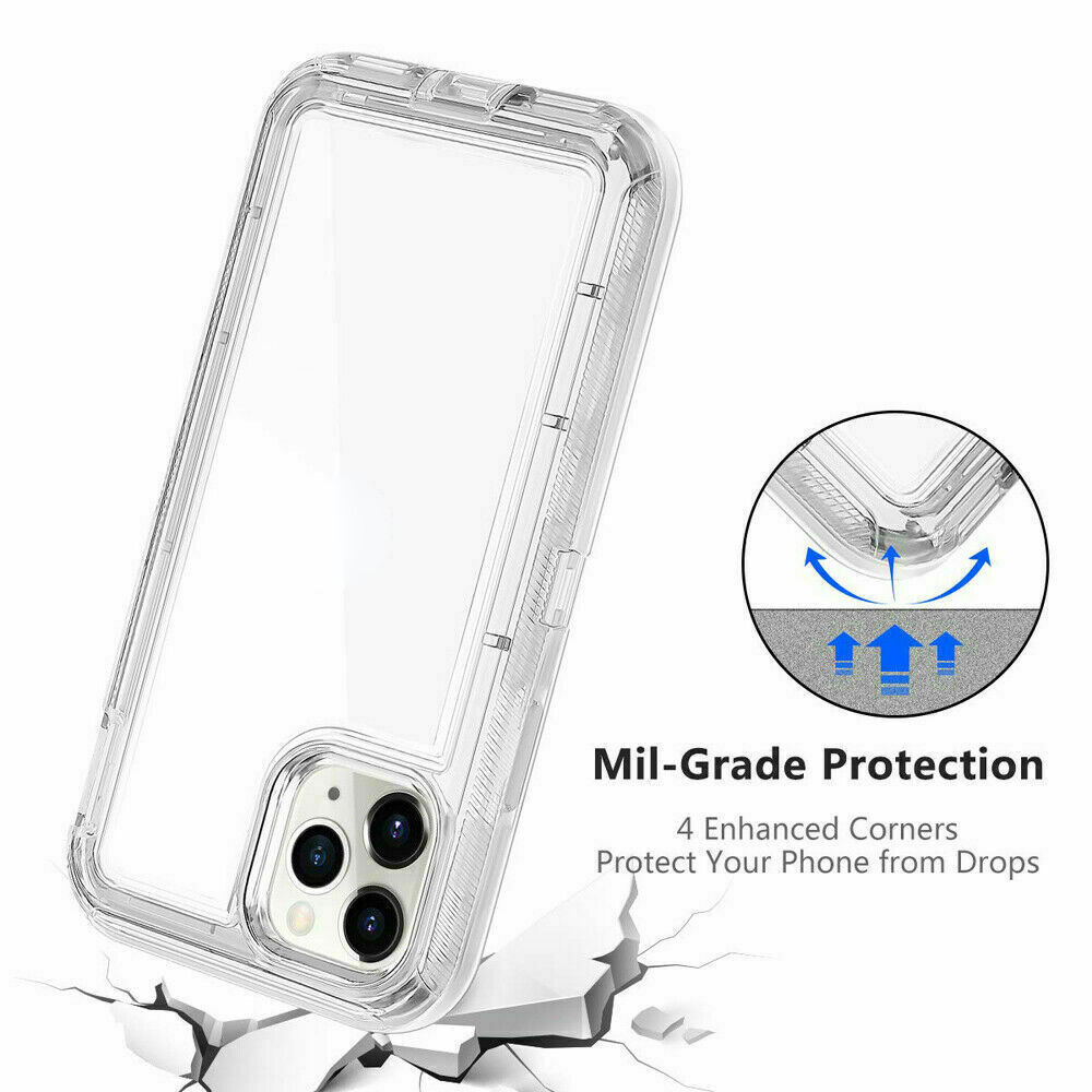 Ốp Điện Thoại Dày 3 Trong 1 Cho IPhone 15 14 Pro Max 13 12 11 Pro Max XS XR XA Max 6 7 8 Plus Trong Suốt Bảo Vệ Giáp Chống Sốc Vỏ Điện Thoại Trơn Bóng