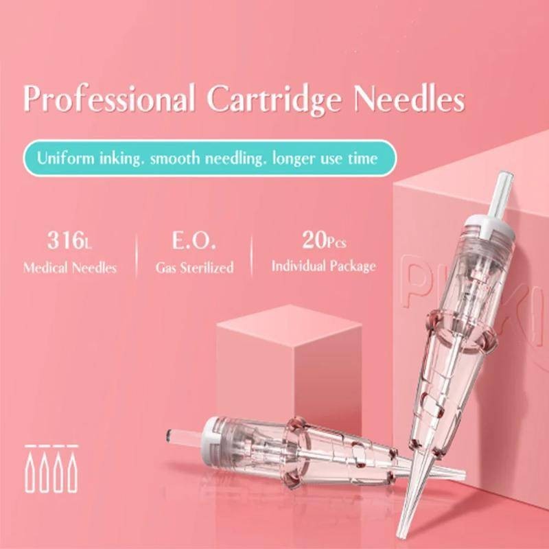 20 chiếc PINKI PMU Hộp mực xăm kim để trang điểm vĩnh viễn Microblading quay